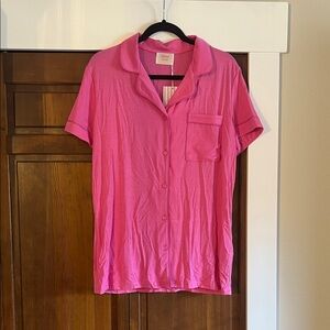 sundays Bright Pink Short Sleeve Pajama Top & Pant